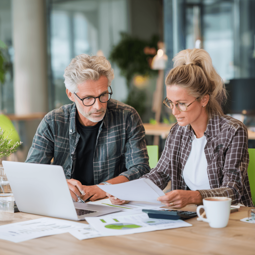 Accountant and ApS owner reviewing company expenses and owner account