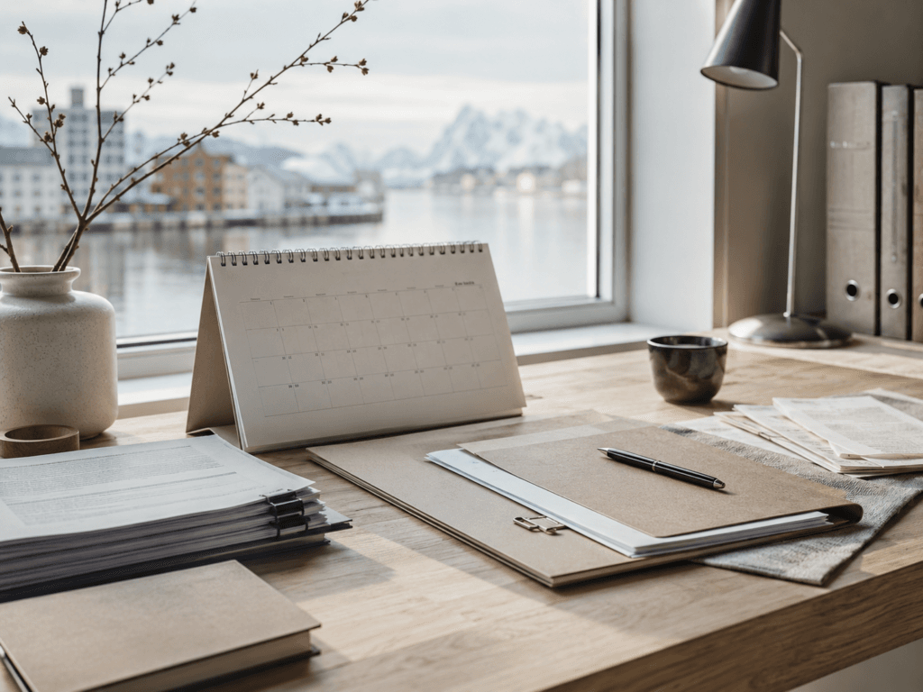 Employee reviewing Danish payroll and foreign work documents for Danish employer work abroad tax